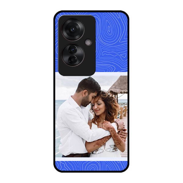 Oppo F25 Pro 5G Custom Glass Phone Case - Curved Line Art With Blue And White Design Oppo F25 Pro 5G Custom Glass Phone Case - Curved Line Art With Blue And White Design