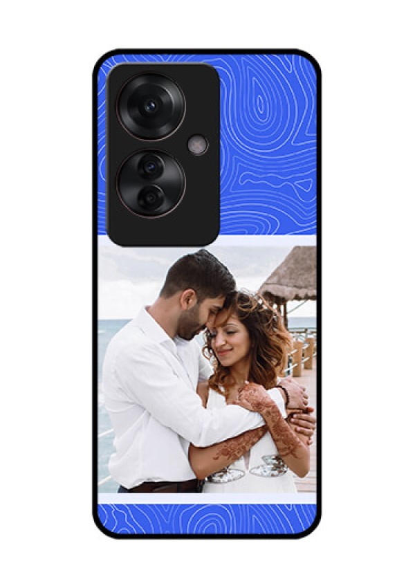 Oppo F25 Pro 5G Custom Glass Phone Case - Curved Line Art With Blue And White Design