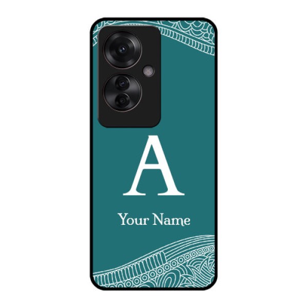 Oppo F25 Pro 5G Custom Glass Phone Case - Line Art Pattern With Custom Name Design