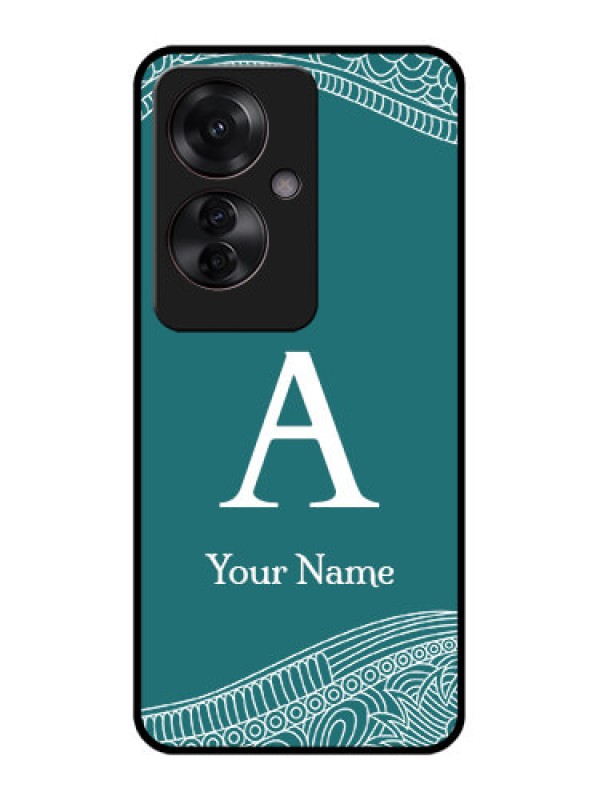 Custom Oppo F25 Pro 5G Custom Glass Phone Case - Line Art Pattern With Custom Name Design