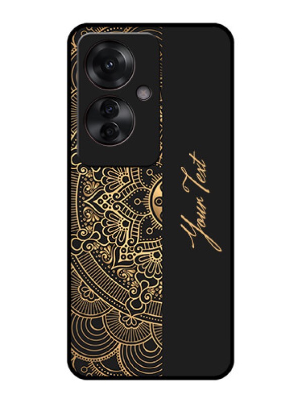 Custom Oppo F25 Pro 5G Custom Glass Phone Case - Mandala Art With Custom Text Design