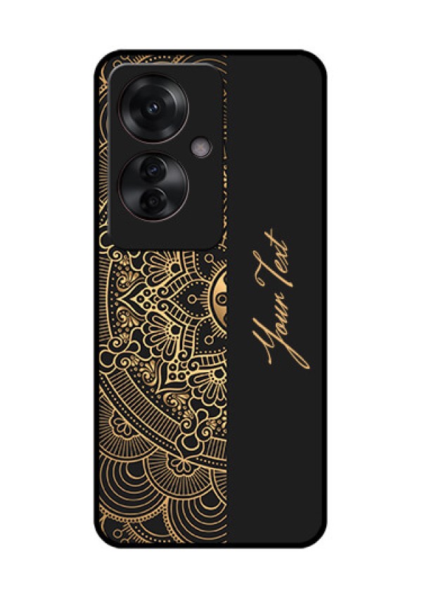 Oppo F25 Pro 5G Custom Glass Phone Case - Mandala Art With Custom Text Design