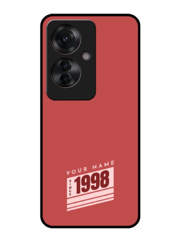 Custom Oppo F25 Pro 5G Custom Glass Phone Case - Red Custom Year Of Birth Design