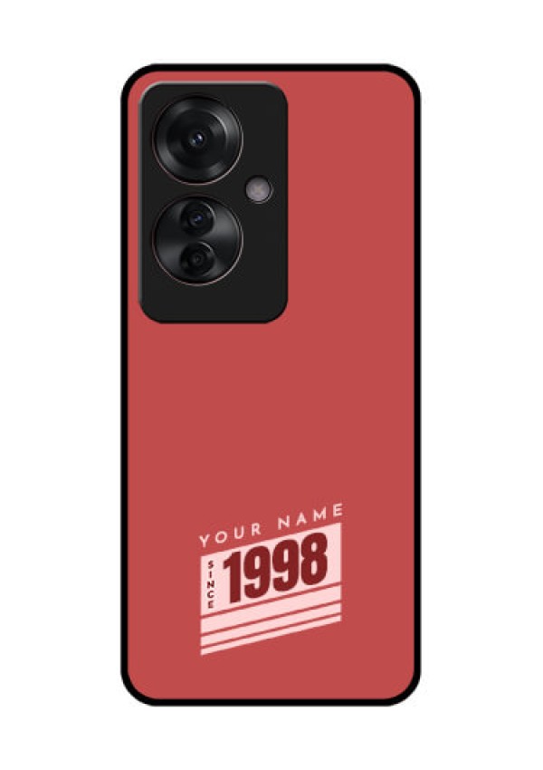 Oppo F25 Pro 5G Custom Glass Phone Case - Red Custom Year Of Birth Design