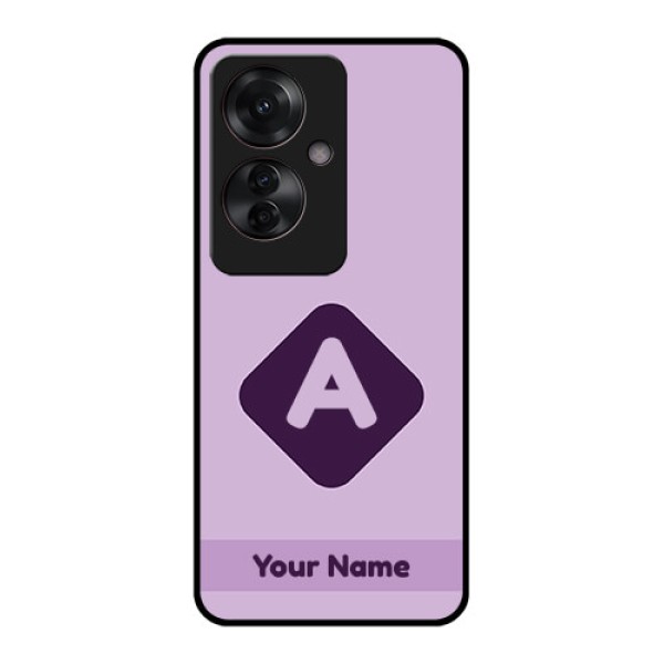 Oppo F25 Pro 5G Custom Glass Phone Case - Custom Letter In Curved Badge Design