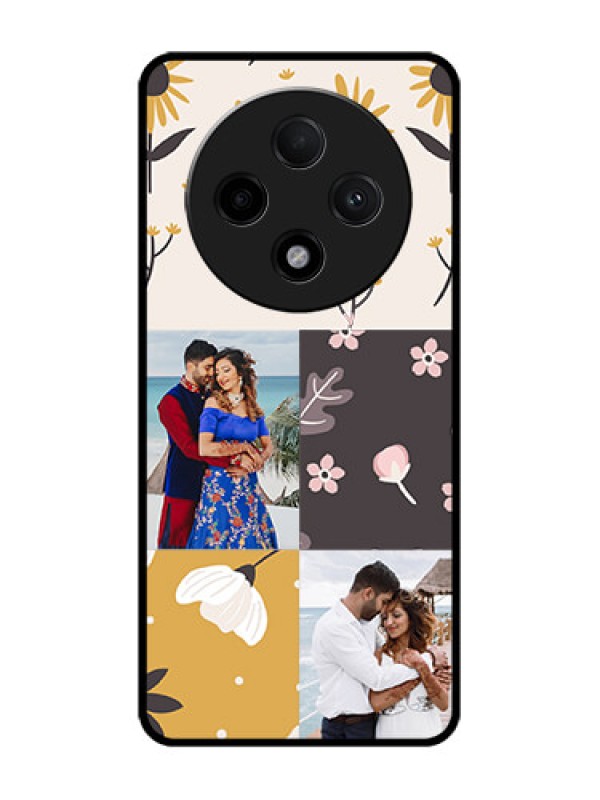 Custom Oppo F27 Pro Plus 5G Custom Glass Phone Case3 Images With Floral Design