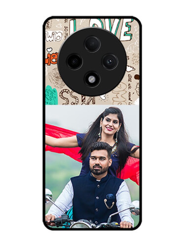 Custom Oppo F27 Pro Plus 5G Custom Glass Phone CaseLove Doodle Pattern