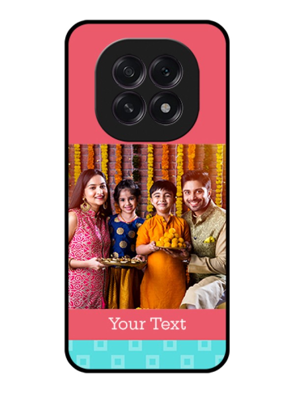 Custom Oppo F29 5G Custom Glass Phone Case - Peach & Blue Color Design