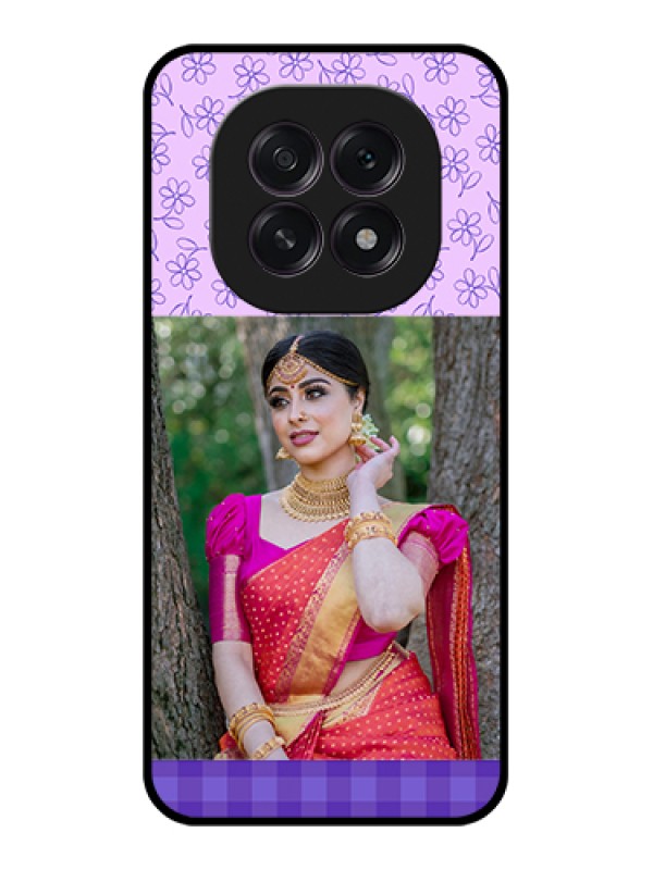 Custom Oppo F29 5G Custom Glass Phone Case - Purple Floral Design