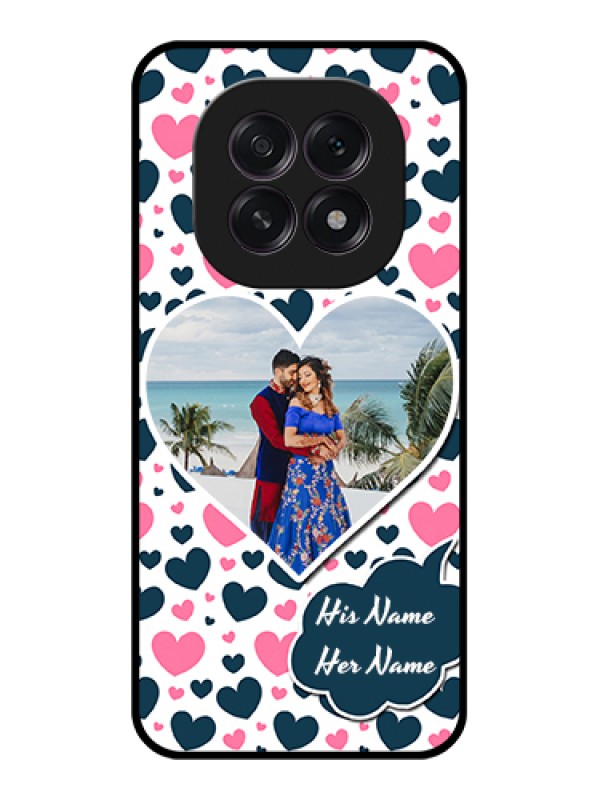 Custom Oppo F29 5G Custom Glass Phone Case - Pink & Blue Heart Design