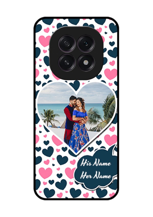 Oppo F29 5G Custom Glass Phone Case - Pink & Blue Heart Design