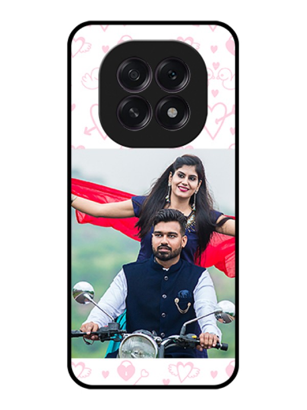 Custom Oppo F29 5G Custom Glass Phone Case - Pink Flying Heart Design