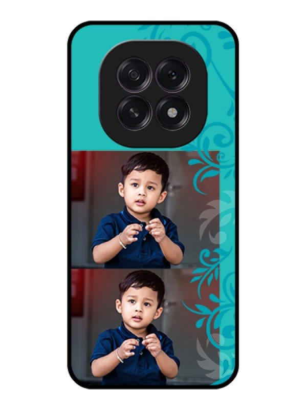 Custom Oppo F29 5G Custom Glass Phone Case - With Photo And Green Floral Design