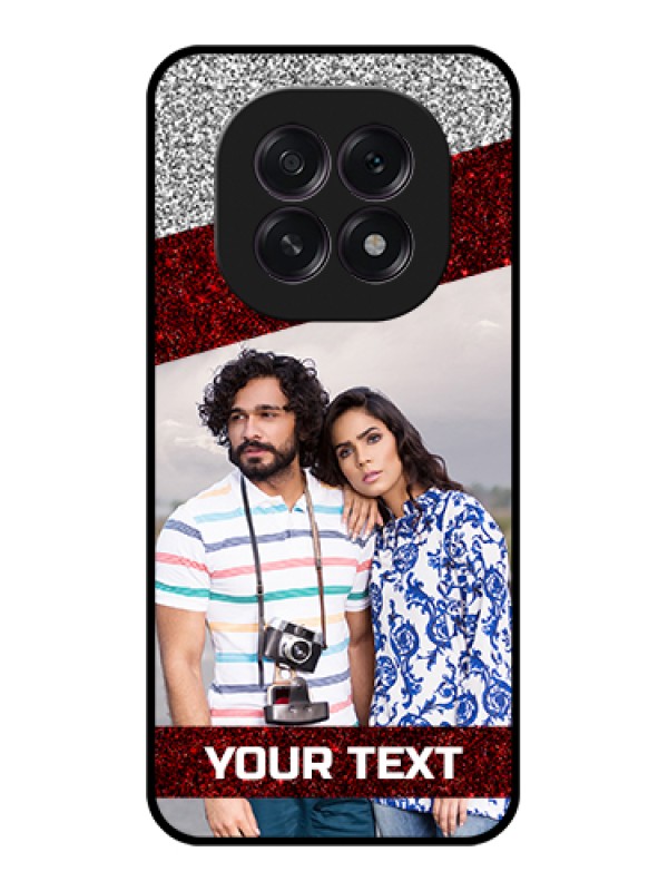 Custom Oppo F29 5G Custom Glass Phone Case - Image Holder With Glitter Strip Design