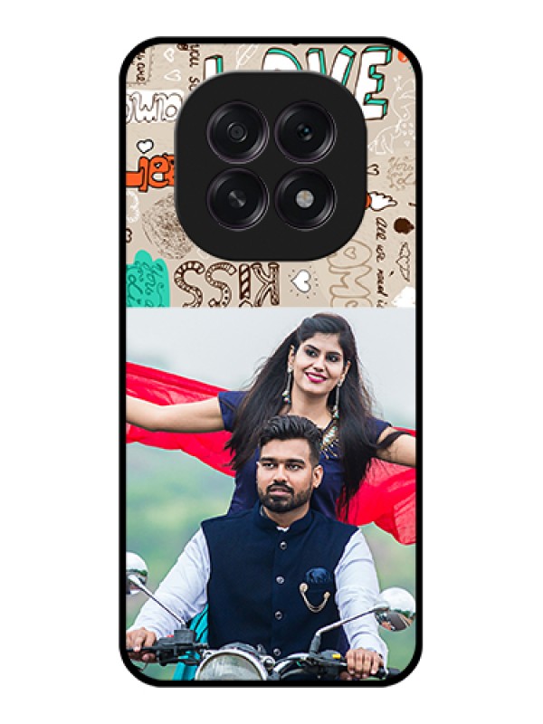 Custom Oppo F29 5G Custom Glass Phone Case - Love Doodle Pattern