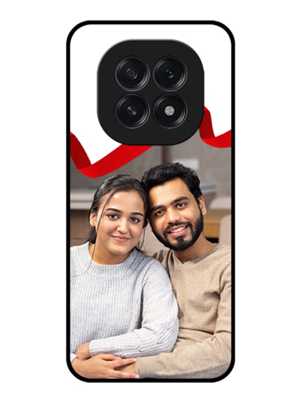 Custom Oppo F29 5G Custom Glass Phone Case - Red Ribbon Frame Design