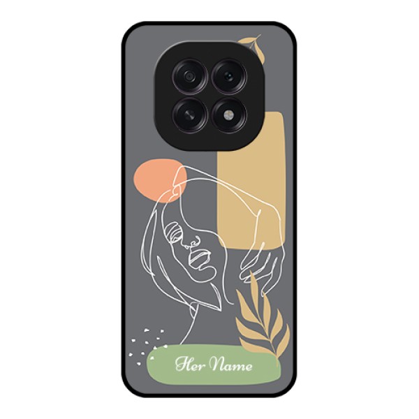 Oppo F29 5G Custom Glass Phone Case - Gazing Woman Line Art Design Oppo F29 5G Custom Glass Phone Case - Gazing Woman Line Art Design