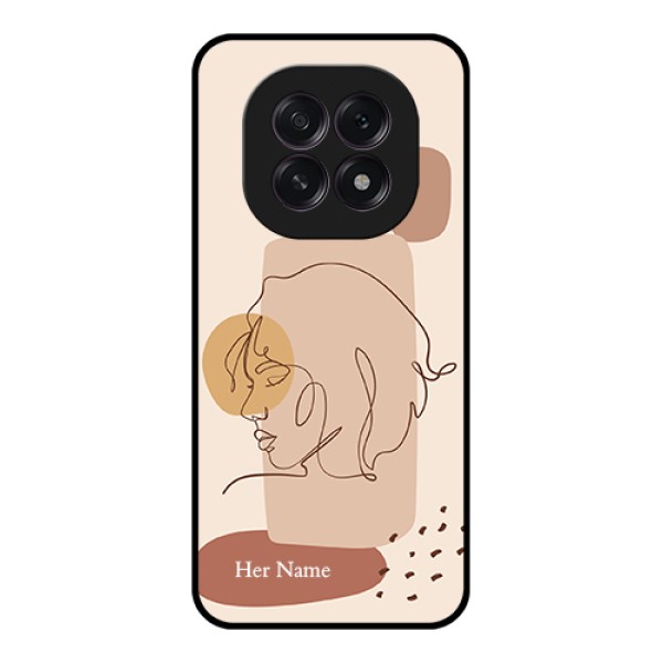 Oppo F29 5G Custom Glass Phone Case - Calm Woman Line Art Design Oppo F29 5G Custom Glass Phone Case - Calm Woman Line Art Design