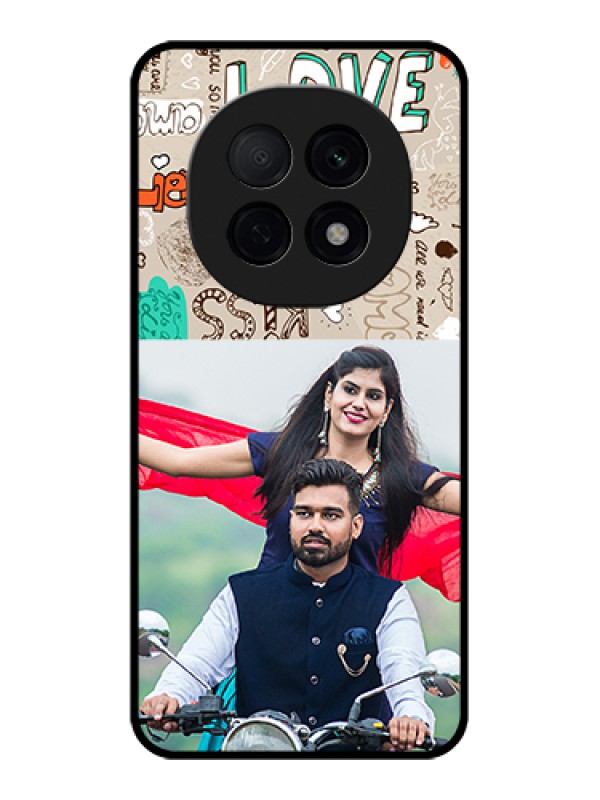 Custom Oppo F29 Pro 5G Custom Glass Phone Case - Love Doodle Pattern