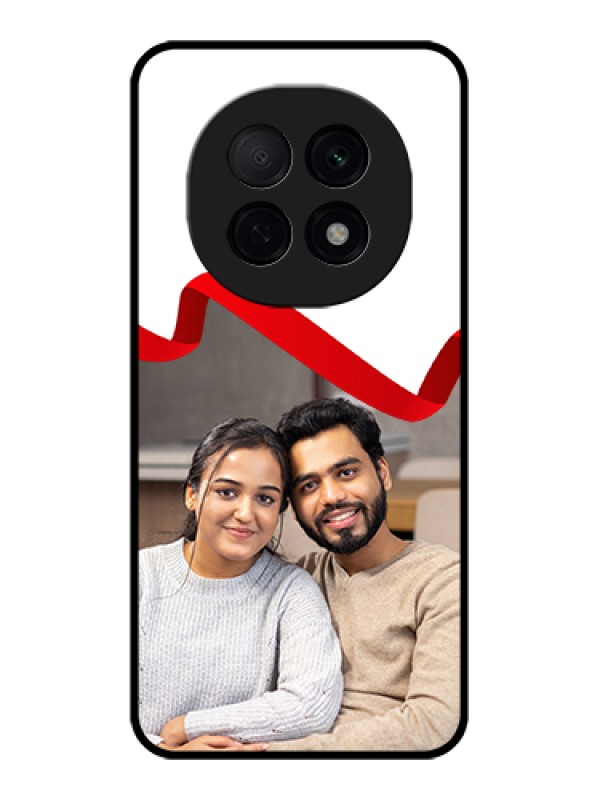 Custom Oppo F29 Pro 5G Custom Glass Phone Case - Red Ribbon Frame Design