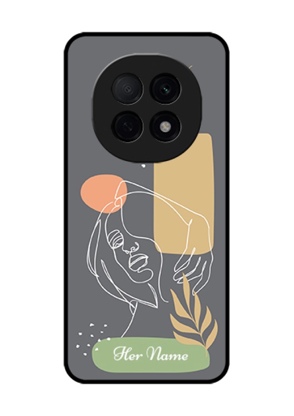 Oppo F29 Pro 5G Custom Glass Phone Case - Gazing Woman Line Art Design