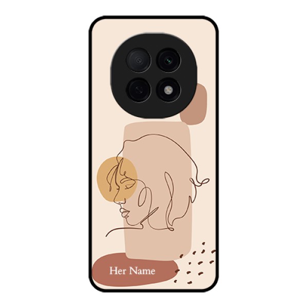 Oppo F29 Pro 5G Custom Glass Phone Case - Calm Woman Line Art Design Oppo F29 Pro 5G Custom Glass Phone Case - Calm Woman Line Art Design