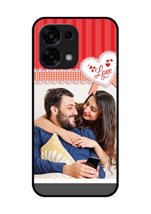 Oppo F31 5G Custom Glass Phone Case - Red Love Pattern Design
