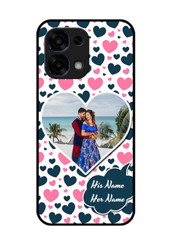 Oppo F31 5G Custom Glass Phone Case - Pink & Blue Heart Design