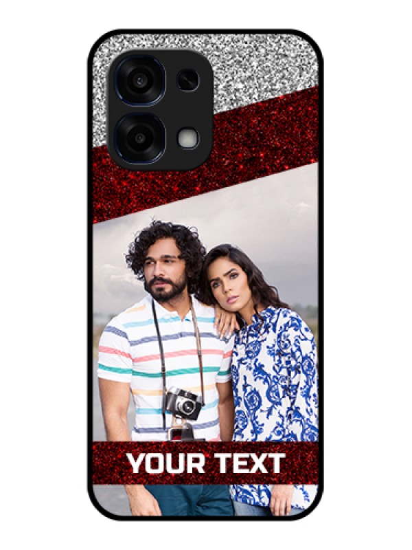 Custom Oppo F31 5G Custom Glass Phone Case - Image Holder With Glitter Strip Design