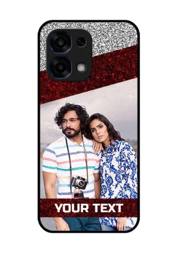 Oppo F31 5G Custom Glass Phone Case - Image Holder With Glitter Strip Design