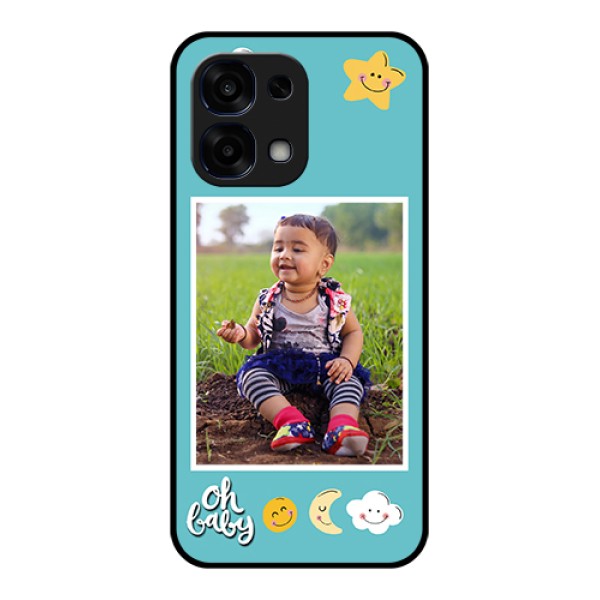 Oppo F31 5G Custom Glass Phone Case - Smiley Kids Stars Design