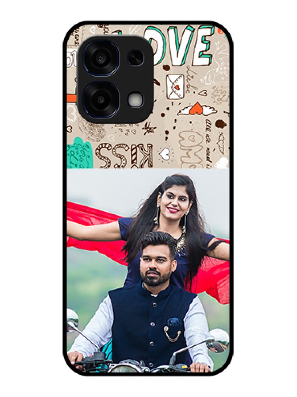 Custom Oppo F31 5G Custom Glass Phone Case - Love Doodle Pattern