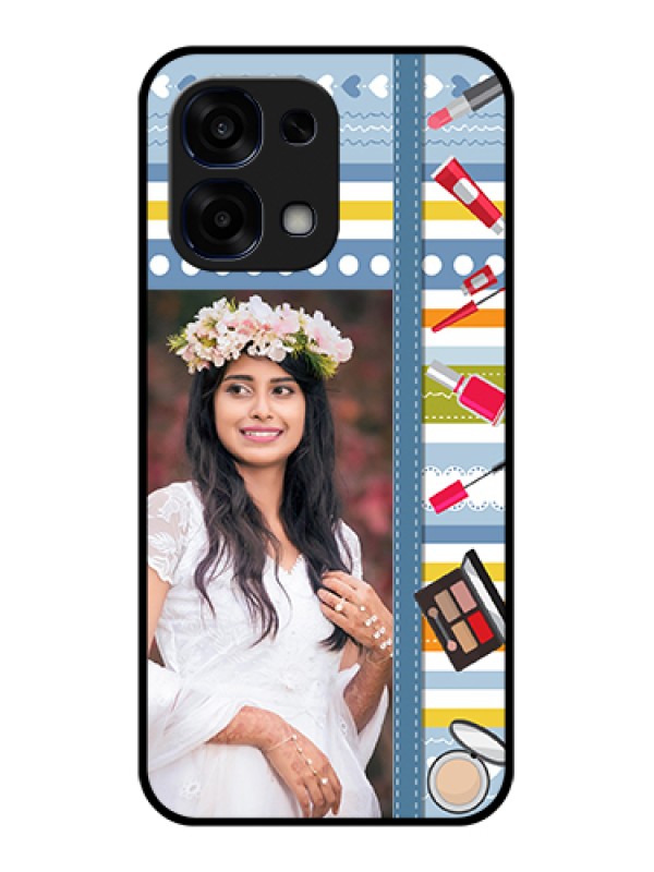 Custom Oppo F31 5G Custom Glass Phone Case - Makeup Icons Design