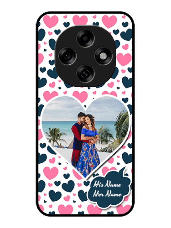 Custom Oppo F31 Pro 5G Custom Glass Phone Case - Pink & Blue Heart Design