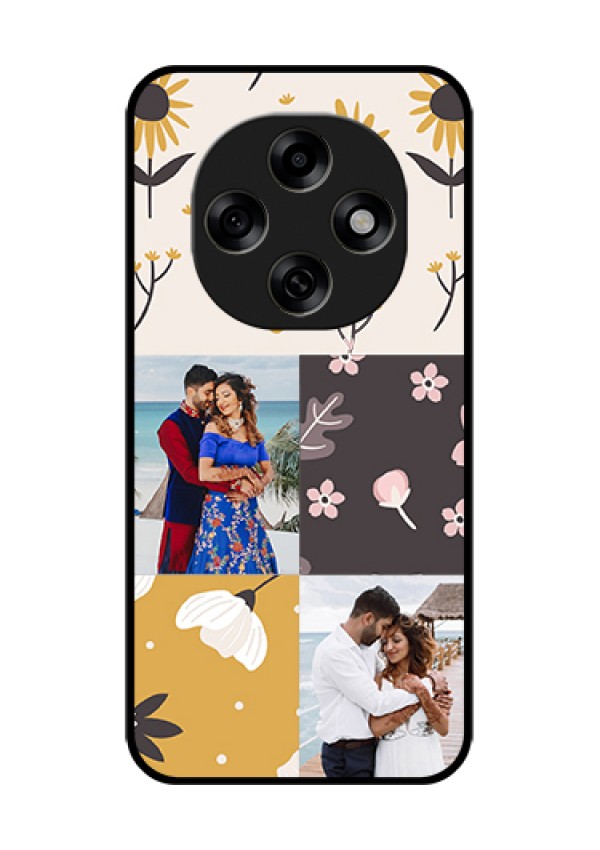 Oppo F31 Pro 5G Custom Glass Phone Case - 3 Images With Floral Design