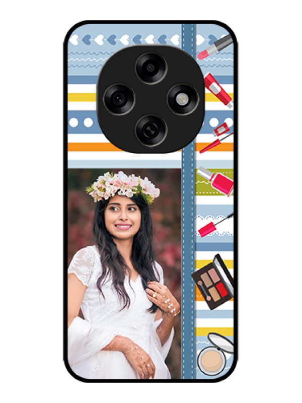 Custom Oppo F31 Pro 5G Custom Glass Phone Case - Makeup Icons Design