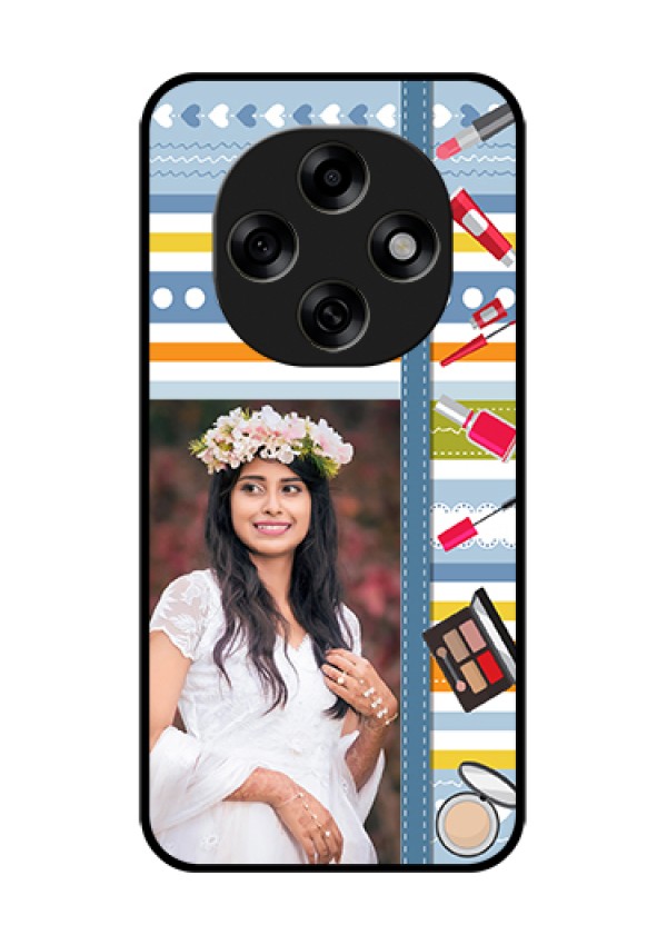 Oppo F31 Pro 5G Custom Glass Phone Case - Makeup Icons Design