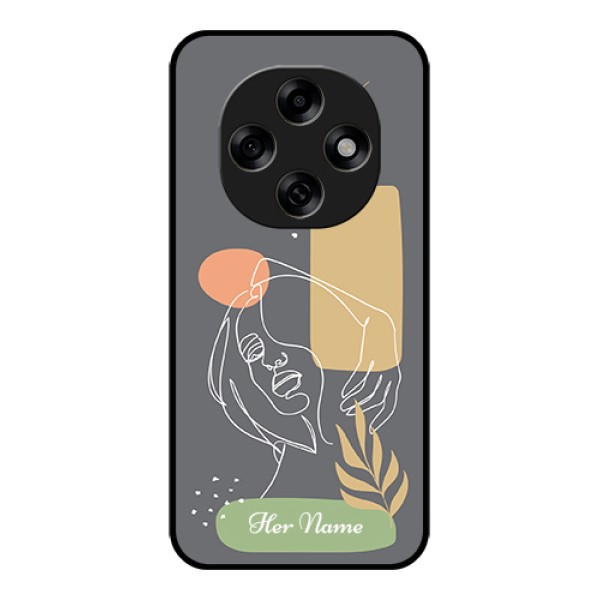 Oppo F31 Pro 5G Custom Glass Phone Case - Gazing Woman Line Art Design Oppo F31 Pro 5G Custom Glass Phone Case - Gazing Woman Line Art Design