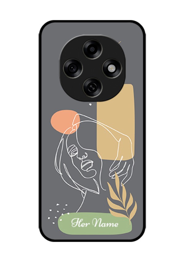 Oppo F31 Pro 5G Custom Glass Phone Case - Gazing Woman Line Art Design