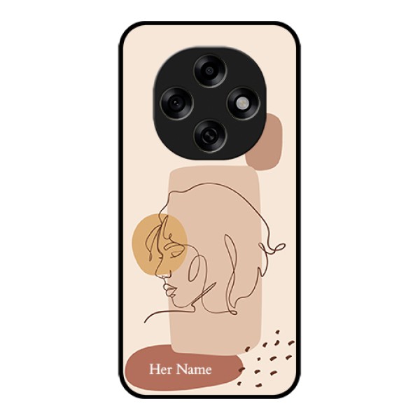 Oppo F31 Pro 5G Custom Glass Phone Case - Calm Woman Line Art Design Oppo F31 Pro 5G Custom Glass Phone Case - Calm Woman Line Art Design
