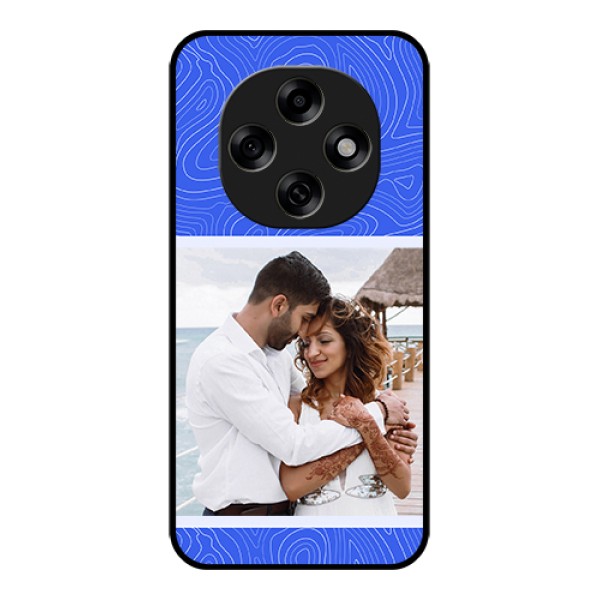Oppo F31 Pro 5G Custom Glass Phone Case - Curved Line Art With Blue And White Design Oppo F31 Pro 5G Custom Glass Phone Case - Curved Line Art With Blue And White Design