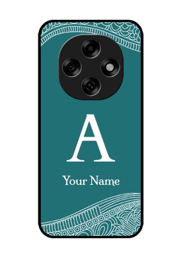 Oppo F31 Pro 5G Custom Glass Phone Case - Line Art Pattern With Custom Name Design