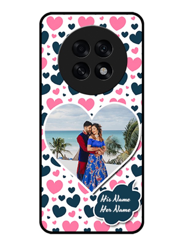 Custom Oppo F31 Pro Plus 5G Custom Glass Phone Case - Pink & Blue Heart Design
