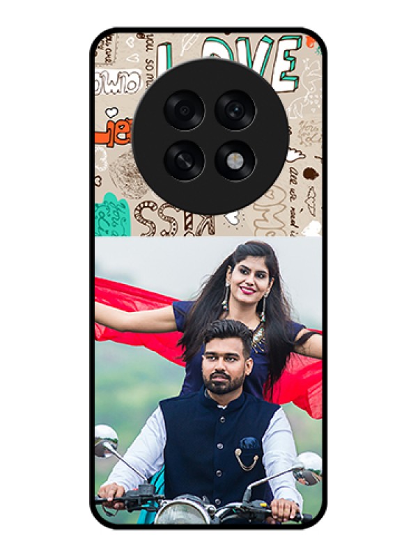 Custom Oppo F31 Pro Plus 5G Custom Glass Phone Case - Love Doodle Pattern