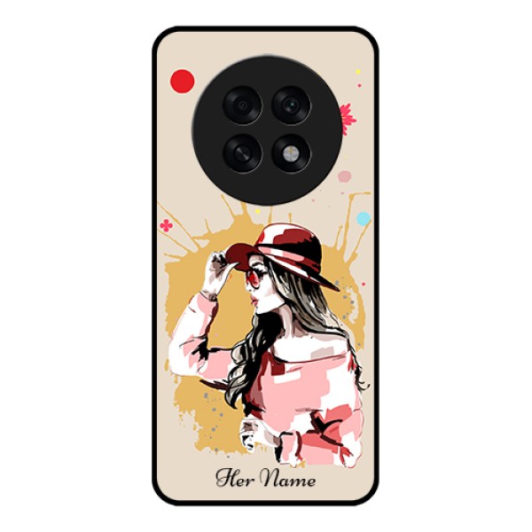 Oppo F31 Pro Plus 5G Custom Glass Phone Case - Women With Pink Hat Design Oppo F31 Pro Plus 5G Custom Glass Phone Case - Women With Pink Hat Design