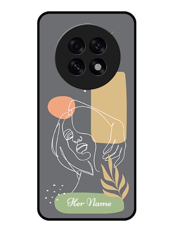 Custom Oppo F31 Pro Plus 5G Custom Glass Phone Case - Gazing Woman Line Art Design