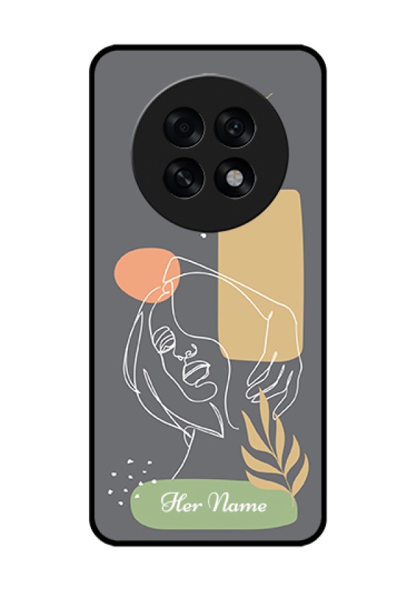 Oppo F31 Pro Plus 5G Custom Glass Phone Case - Gazing Woman Line Art Design