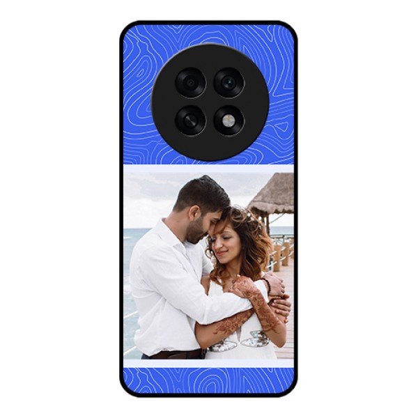 Oppo F31 Pro Plus 5G Custom Glass Phone Case - Curved Line Art With Blue And White Design Oppo F31 Pro Plus 5G Custom Glass Phone Case - Curved Line Art With Blue And White Design