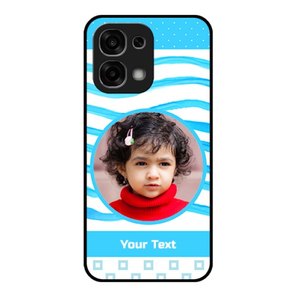Oppo F33 5G Custom Glass Phone Case - Simple Blue Case Design