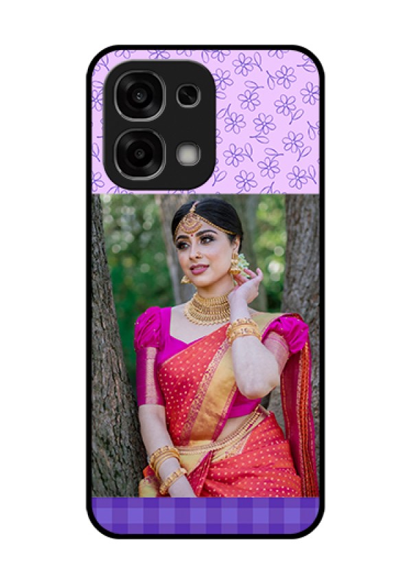 Oppo F33 5G Custom Glass Phone Case - Purple Floral Design